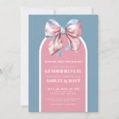 Invitation Soirée de Révélation de genre Rose et Bleu Bow (Devant)