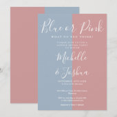 Invitation Soirée De Révélation Sexe Bleue Ou Rose Élégante (Devant / Derrière)