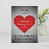 Invitation Soirée de Saint Valentin au coeur rouge 5x7 (Debout devant)