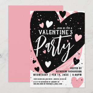 Invitation Soirée de Saint-Valentin personnalisée en rose vif