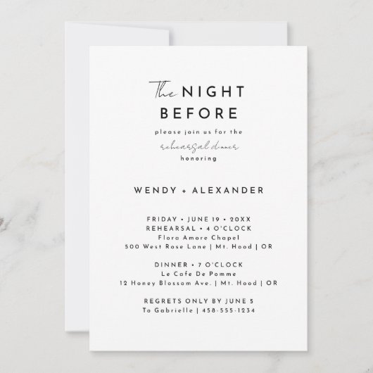 Invitation Soirée De Script Moderne Blanche Avant Le Dîner De (Devant)