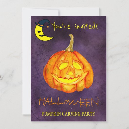 Invitation Soirée de sculpture citrouille à la mode d'Hallowe (Devant)