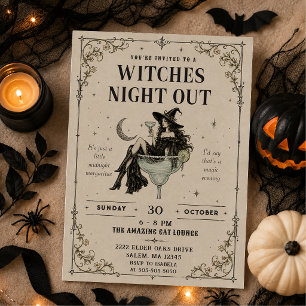 Invitation Soirée de sorcières vintage pour Halloween