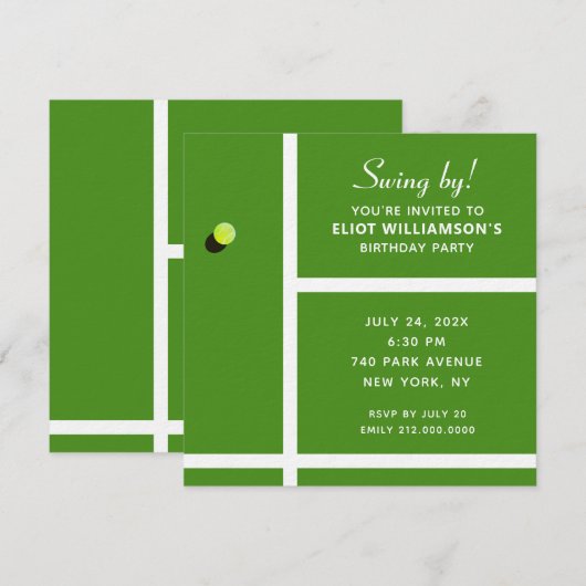 Invitation Soirée de tennis créative (Devant / Derrière)