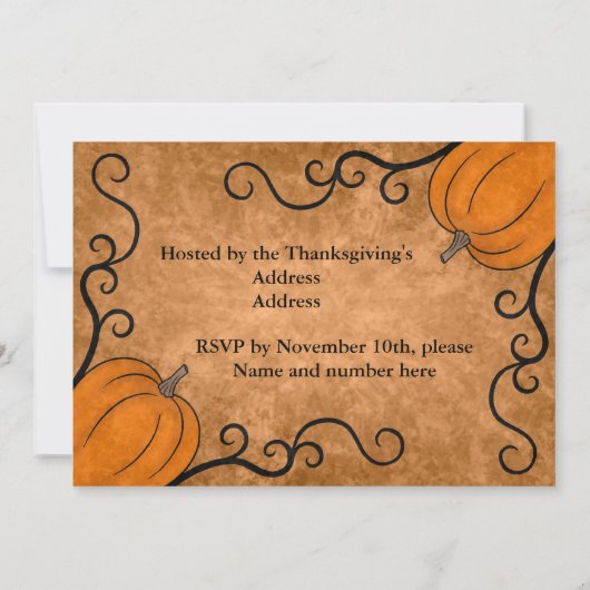 Invitation Soirée de Thanksgiving (Dos)