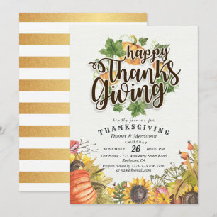 Invitation Soirée de Thanksgiving Chic Feuille d'automne