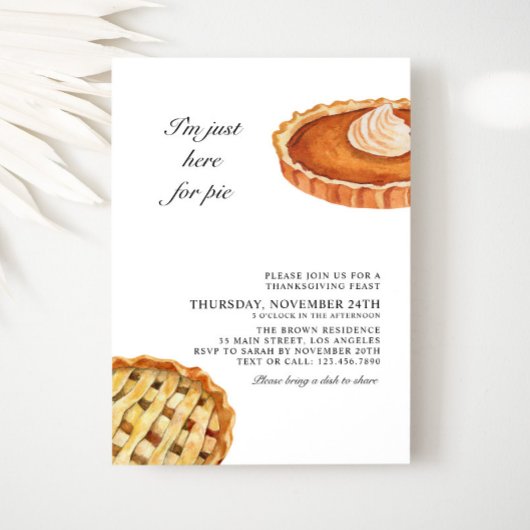 Invitation Soirée de Thanksgiving citrouille et Apple Pie Pie