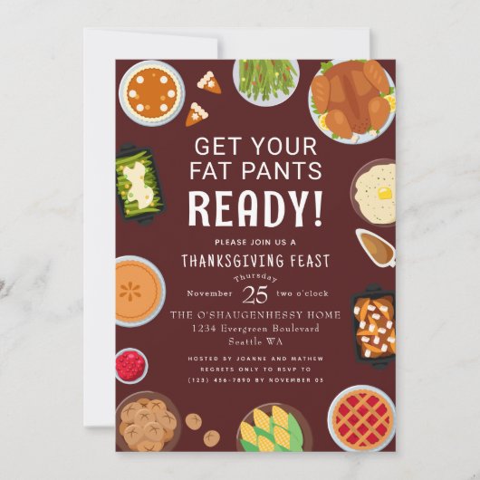 Invitation Soirée de Thanksgiving Fat Pants (Devant)