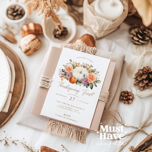 Invitation Soirée de Thanksgiving Fête Citrouille