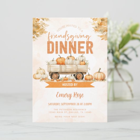 Invitation Soirée de Thanksgiving Friendsgiving Potluck (Debout devant)