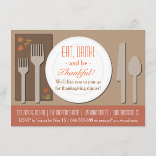 Invitation Soirée de Thanksgiving moderne
