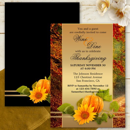 Invitation Soirée de Thanksgiving ou soirée d'automne