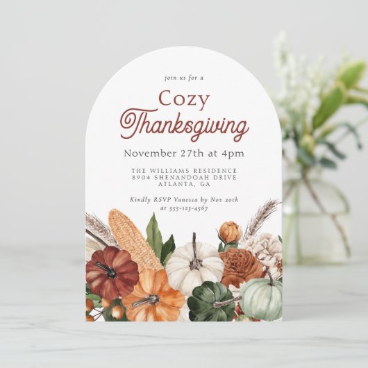 Invitation Soirée de Thanksgiving Rustique (Debout devant)