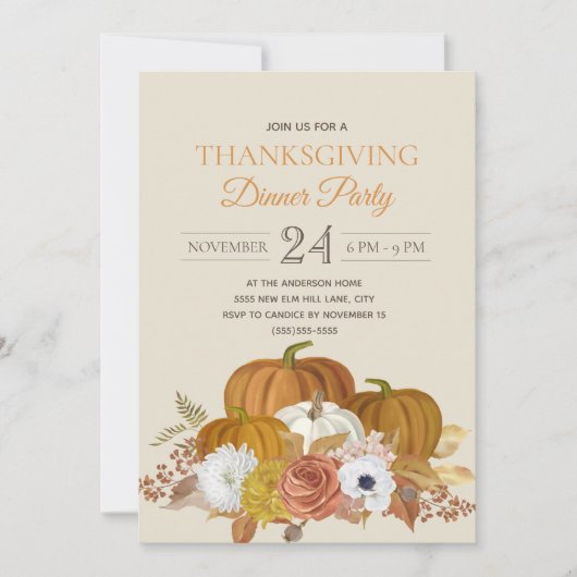 Invitation Soirée de Thanksgiving rustique (Devant)