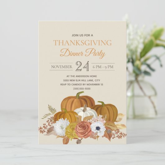 Invitation Soirée de Thanksgiving rustique (Debout devant)