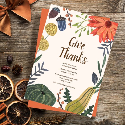 Invitation Soirée de Thanksgiving Rustique Elegant Pumkin