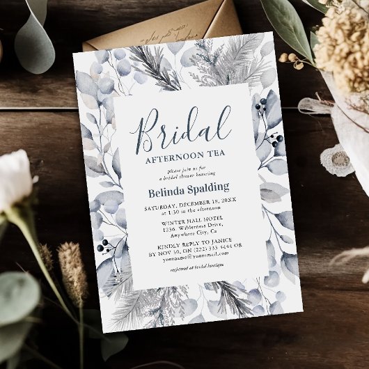 Invitation Soirée de thé de la mariée du feuillage d'hiver bo