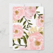 Invitation Soirée de thé de mariée aux pivoines roses (Dos)