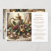 Invitation Soirée de thé de Noël Vintage (Devant / Derrière)