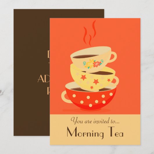 Invitation Soirée de thé rétro (Devant / Derrière)