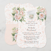 Invitation Soirée de thé Rose rose blanc (Devant / Derrière)