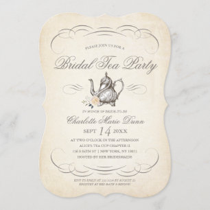 Invitation Soirée de thé Vintage classique FÊTE DES MARIÉES