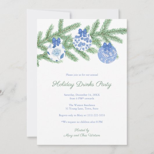 Invitation Soirée De Vacances Bleu Et Blanc (Devant)