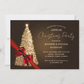 Invitation Soirée de vacances Elegant Gold Xmas Tree Ribbon (Devant)