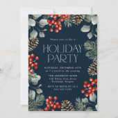 Invitation Soirée de vacances Elegant Holly Berries et Pine C (Devant)