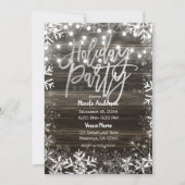 Invitation Soirée de vacances en argent Bois et flocons de ne (Devant)