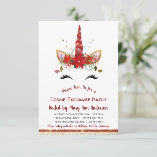 Invitation Soirée d'échange de biscuits de Noël à la belle Un (Debout devant)