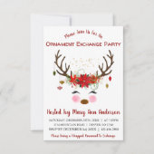 Invitation Soirée d'échange d'ornement de Noël de Cute Reinde (Devant)