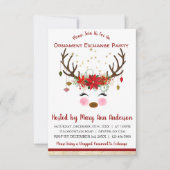 Invitation Soirée d'échange d'ornement de Noël de Cute Reinde (Devant)