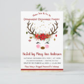 Invitation Soirée d'échange d'ornement de Noël de Cute Reinde (Debout devant)