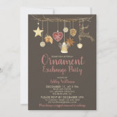 Invitation Soirée d'échange d'ornement de Noël naturel rustiq (Devant)