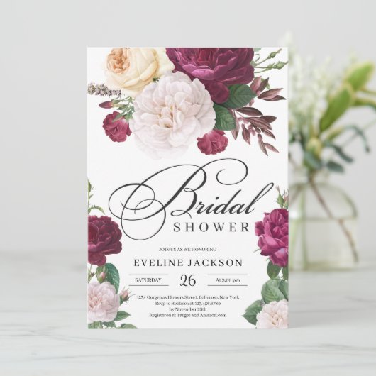 Invitation Soirée d'éclat de maroon rouge boho (Debout devant)