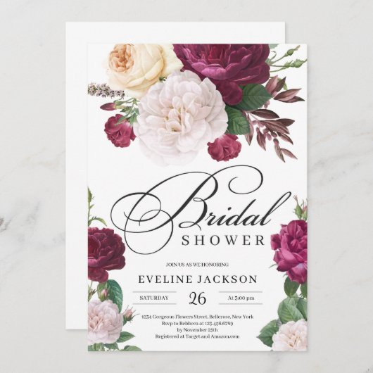 Invitation Soirée d'éclat de maroon rouge boho (Devant / Derrière)