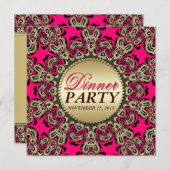 Invitation Soirée Décorative Exotique Rose Chaud (Devant / Derrière)