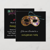 Invitation SOIRÉE DÉGUISEE,Blanc noir bleu (Devant / Derrière)