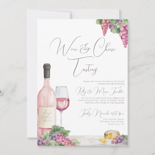 Invitation Soirée dégustation de vin élégante et stylée (Devant)