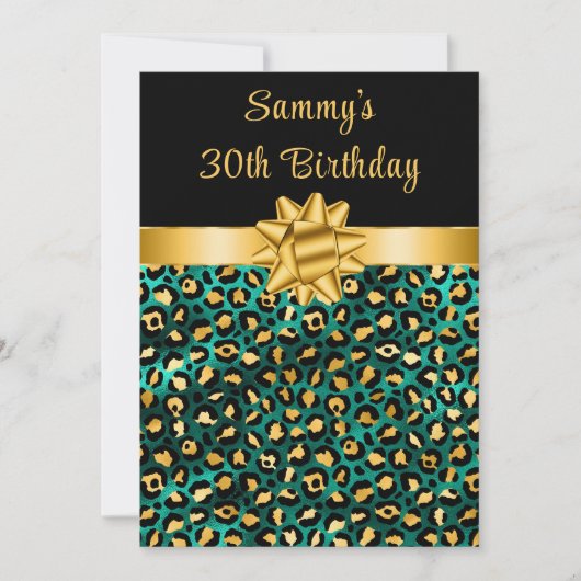 Invitation Soirée d'Empreinte de léopard vert et or (Devant)