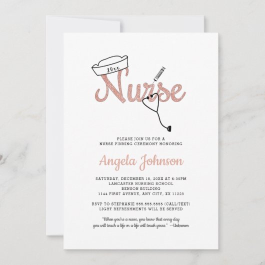 Invitation Soirée d'épingle Rose Gold / rose (Devant)