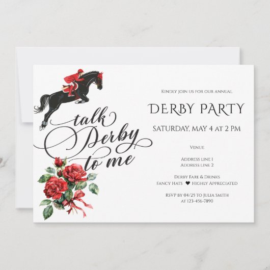 Invitation Soirée Derby & Boissons Course de chevaux moderne (Devant)