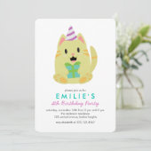 Invitation Soirée des Anniversaires de enfants de chats jaune (Debout devant)