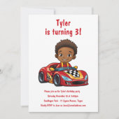 Invitation Soirée des Anniversaires de enfants de voitures de (Devant)
