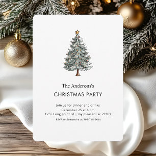 Invitation Soirée des Arbres de Noël à l'aquarelle élégante