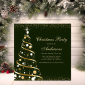 Invitation Soirée des arbres de Noël Elegant Green Sparkle