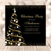 Invitation Soirée des arbres de Noël Elégante Black Sparkle