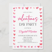 Invitation Soirée des Valentines aux Coeurs rouges roses (Devant)
