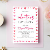 Invitation Soirée des Valentines aux Coeurs rouges roses